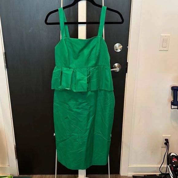 NWT j crew Kelly green peplum knee length dress - size 6 - Picture 1 of 3